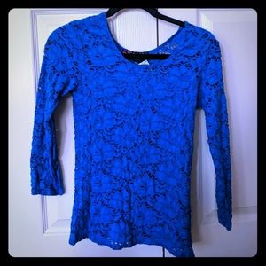 Blue Flower-patterned Shirt